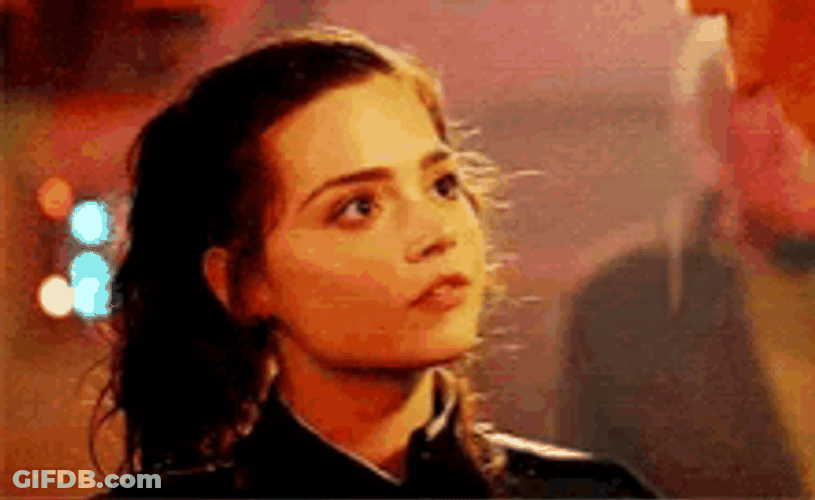 Jenna Coleman With Someone In Rain GIF