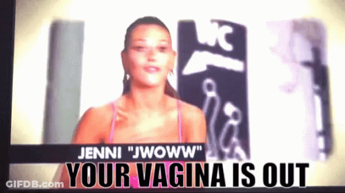 Jenni Jwoww Says Your Vagina Is Out On TV Screen GIF