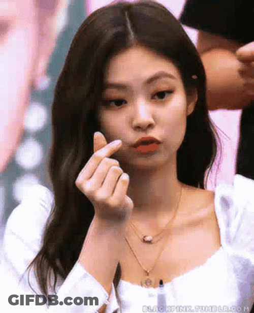 Jennie Kim Smile And Finger Heart GIF