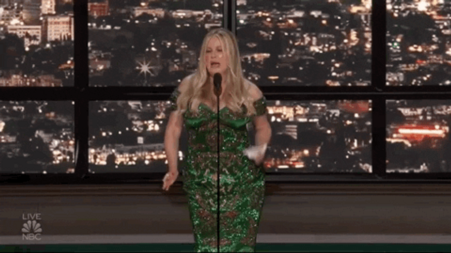 Jennifer Coolidge In Green Gown Dancing GIF