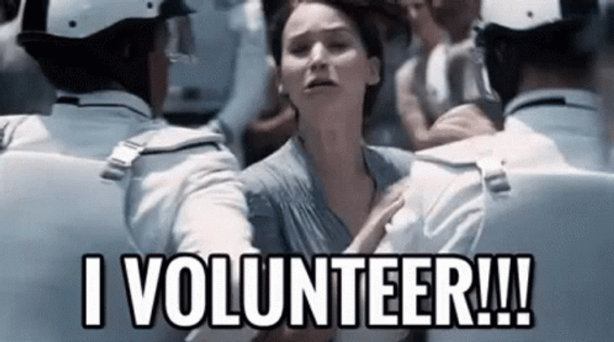 Jennifer Lawrence Screams To Volunteer GIF