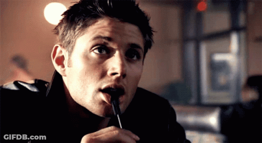 Jensen Ackles American Actor Bite Pen Smile GIF