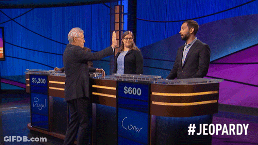 Jeopardy Alex Trebek High Five GIF