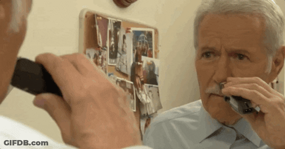 Jeopardy Alex Trebek Trimming Beard GIF