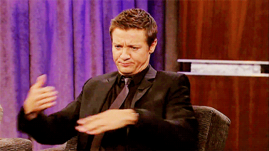 Jeremy Renner Explaining Hand Gestures GIF