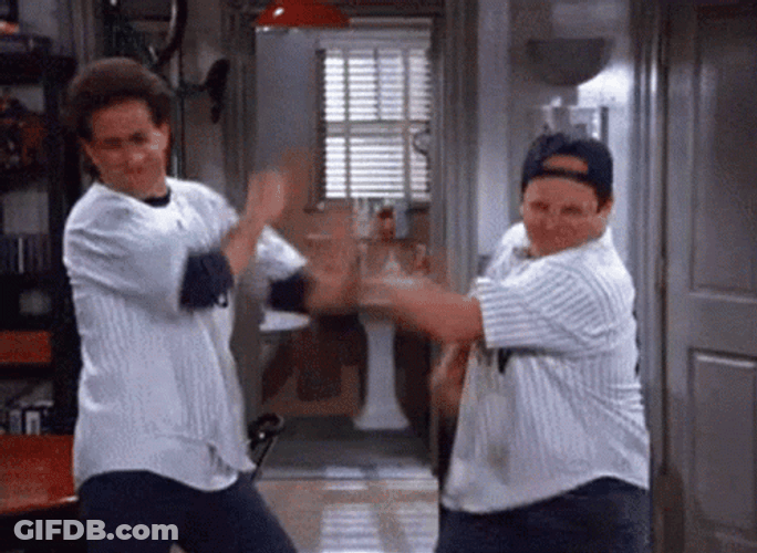 Jerry And George Fake Fight In Seinfield GIF