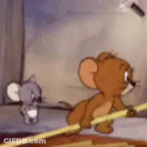 Jerry And Mouse Standing Next To Each Other GIF