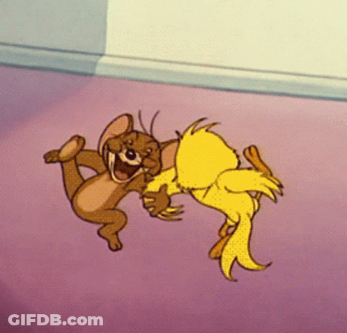 Jerry And Tweety From The Cartoon Tom And Jerry Are Dancing Together GIF
