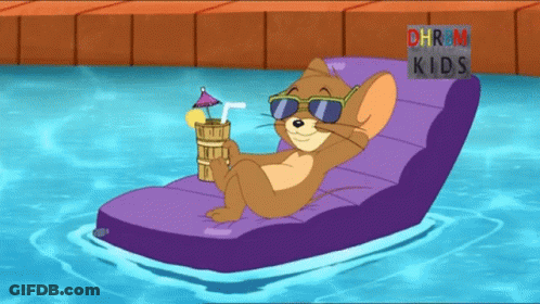 Jerry Cartoon Wearing Sunglasses In Pool GIF