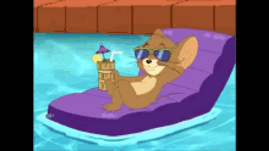Jerry Enjoying In Swimming Pool GIF