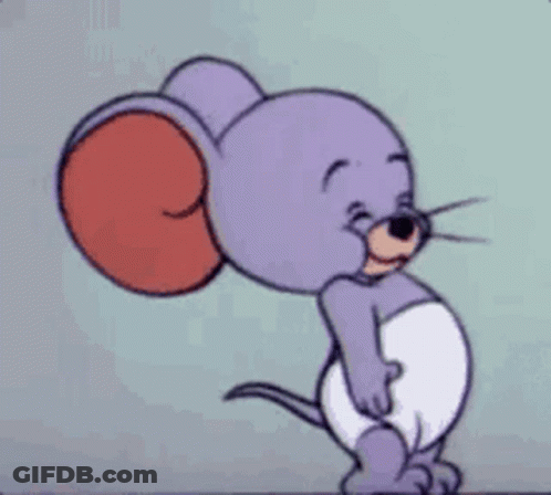 Jerry From Tom And Jerry Is A Purple Mouse With A Red Tail And Ears . GIF