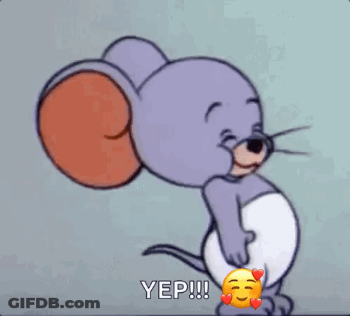 Jerry From Tom And Jerry Is Holding His Butt With Hearts Around His Butt . GIF