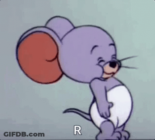 Jerry From Tom And Jerry Is Wearing A Diaper And A Boxing Glove . GIF