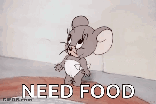 Jerry From Tom And Jerry Is Wearing A Diaper And Says " Need Food " GIF