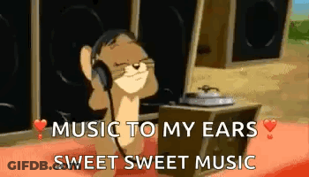 Jerry From Tom And Jerry Is Wearing Headphones And Listening To Sweet Sweet Music . GIF