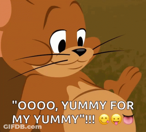 Jerry From Tom And Jerry Saying Oooo Yummy For My Tummy GIF