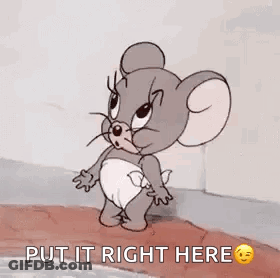 Jerry In Diaper Yawning On Sidewalk GIF