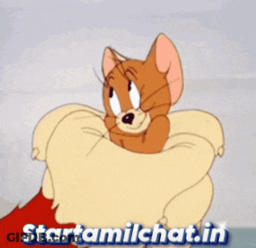 Jerry Lying On Pillow GIF