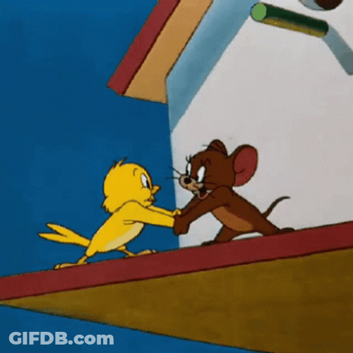 Jerry Mouse Cuckoo Bird Happy Shaking Hands GIF
