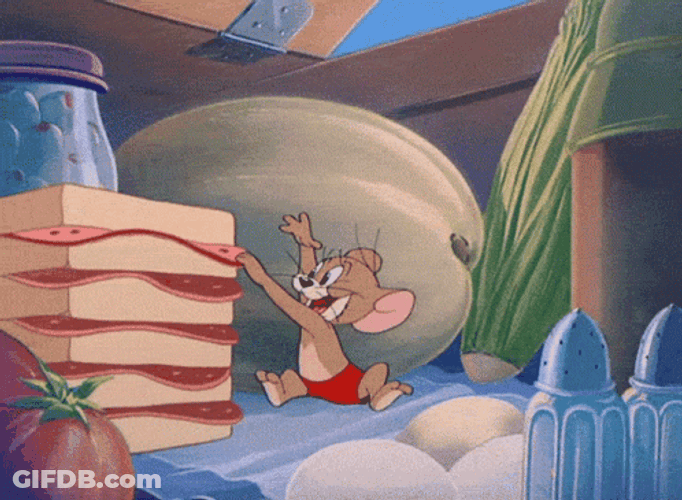Jerry Mouse Eating Ham In Sandwich GIF