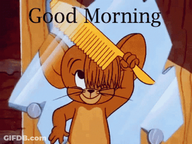 Jerry Mouse Hair Styling Good Morning Cartoon GIF