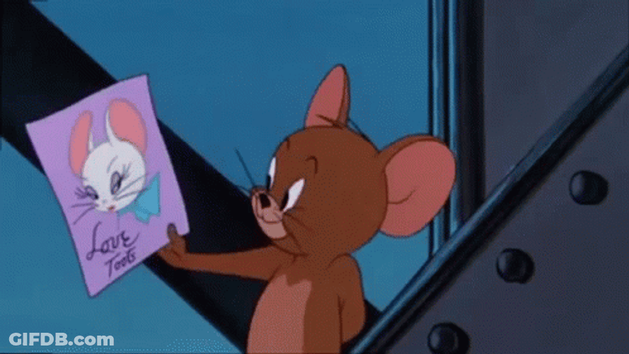 Jerry Mouse Holding Picture Of Girlfriend Toots GIF