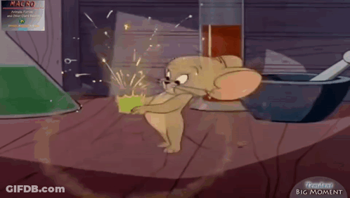 Jerry Mouse Next To Glass And Mortar GIF