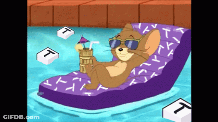 Jerry Mouse On Inflatable Pool Bed GIF