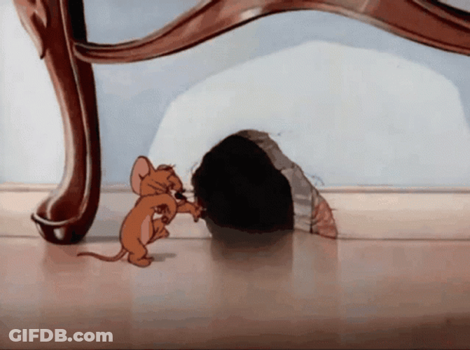 Jerry Mouse Rejoicing As He Enters Hole GIF