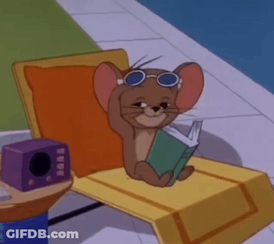 Jerry Mouse Relaxing On Sun Lounger GIF
