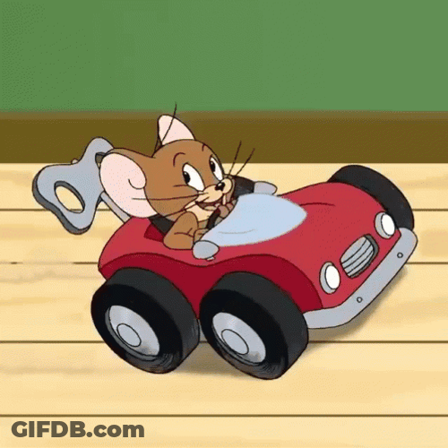 Jerry Mouse Riding Toy Car GIF