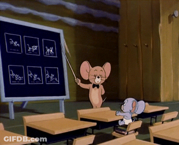 Jerry Mouse Teaching Nibbles GIF
