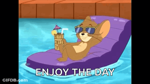 Jerry Sitting On Lounge Chair In Water GIF