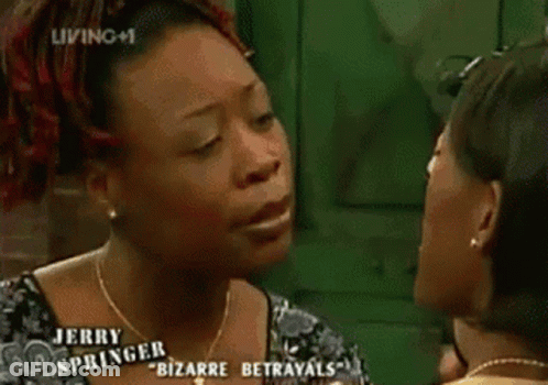 Jerry Springer Bizarre Betrayals Is The Name Of The Show Being Shown GIF