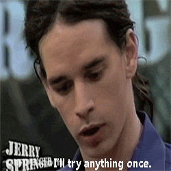 Jerry Springer Says I 'Ll Try Anything Once In A Close Up Of His Face GIF