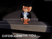Jerry Standing In Front Of Thank You Sign GIF
