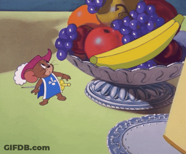 Jerry The Mouse Swallowed Spinning Banana GIF