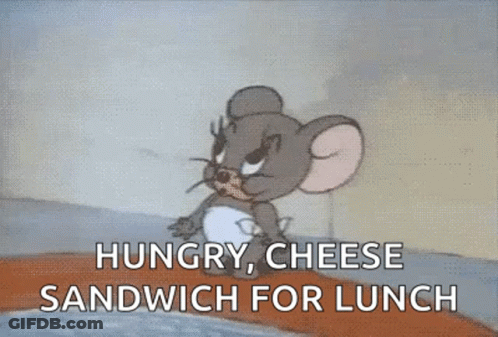 Jerry Yawning Holding Cheese Sandwich GIF