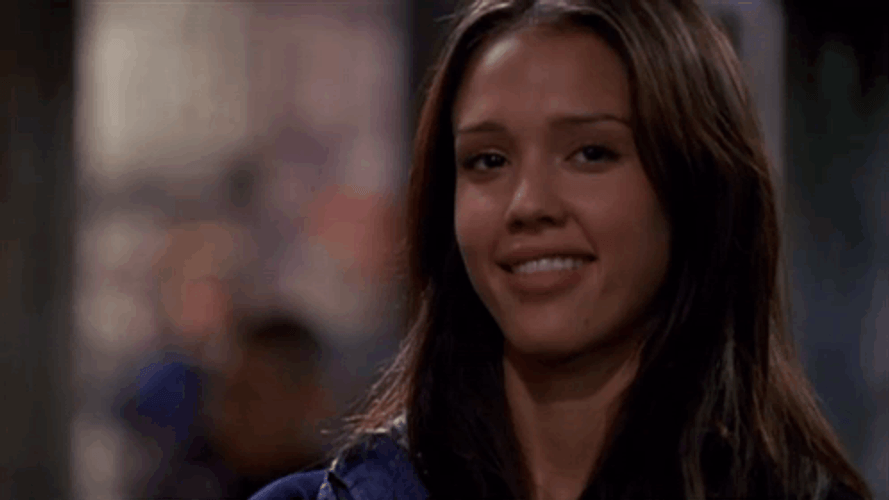 Jessica Alba Raising Shoulder While Starring GIF
