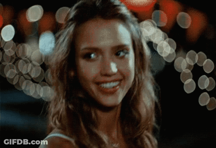 Jessica Alba Smiling While Bumped Pole GIF