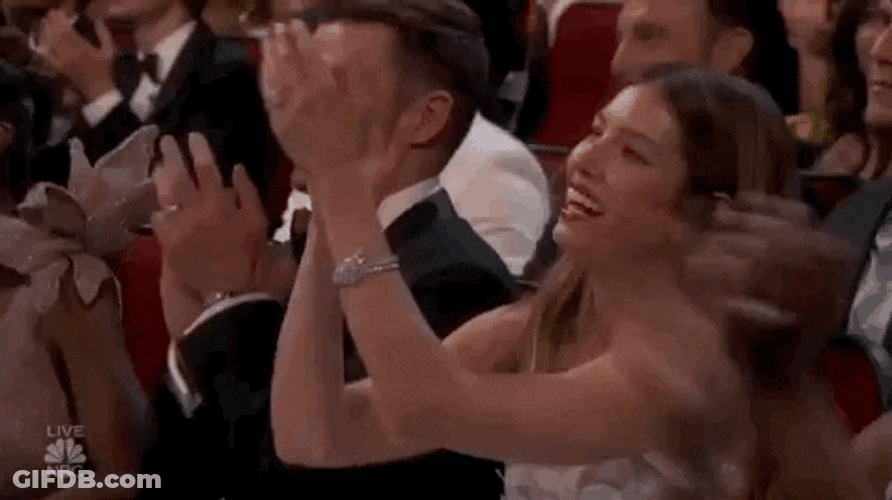 Jessica Biel Applauding At Emmys Awards GIF