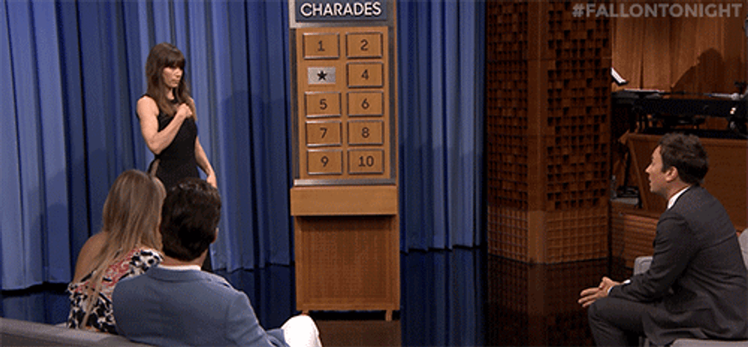 Jessica Biel Playing Charades On Fallon Tonight Show GIF