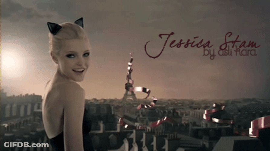 Jessica Stam Black Cat GIF