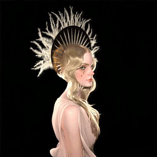 Jessica Stam Feather Headdress GIF
