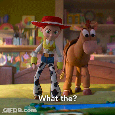 Jessie From Toy Story Is Standing Next To A Stuffed Horse And Says What The GIF