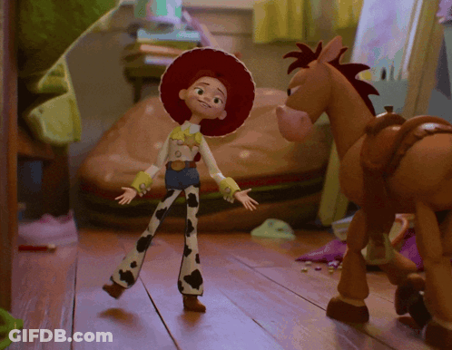Jessie From Toy Story Next To Horse GIF