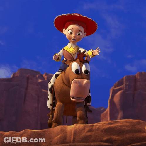 Jessie From Toy Story Riding A Horse GIF
