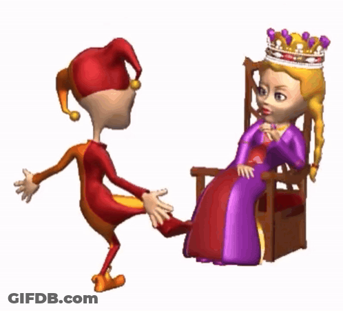 Jester Dancing Next To Princess In Chair GIF
