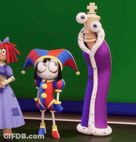 Jester Doll Next To Chess Piece GIF