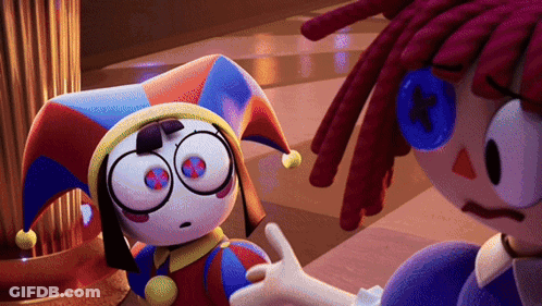 Jester Hat Cartoon With Button Eyes Talking GIF